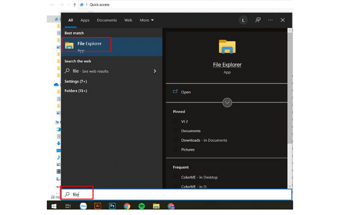 Vào cửa sổ File Explorer