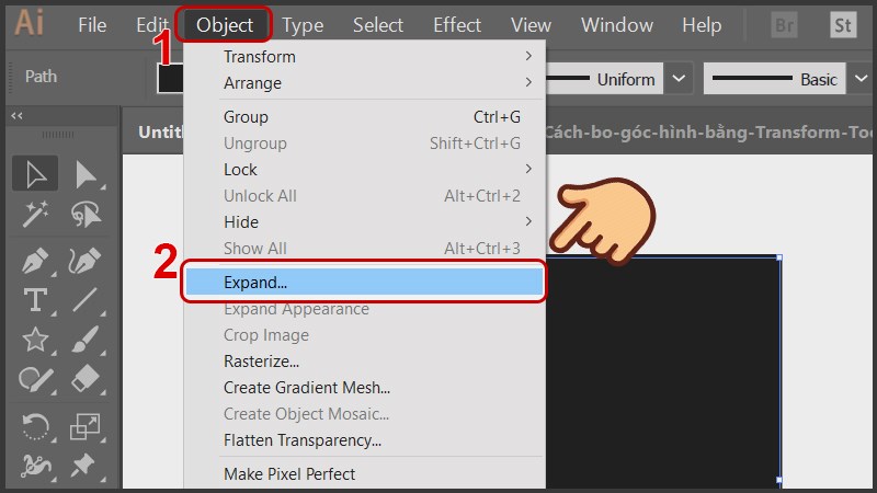 Chọn Object > Expand