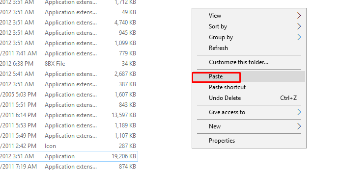 Paste file vừa copy vào