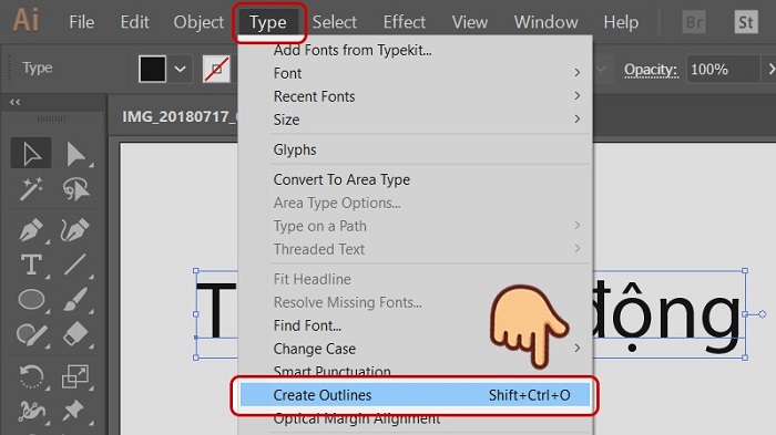 Chuyển chữ thành vector bằng lệnh Create Outlines