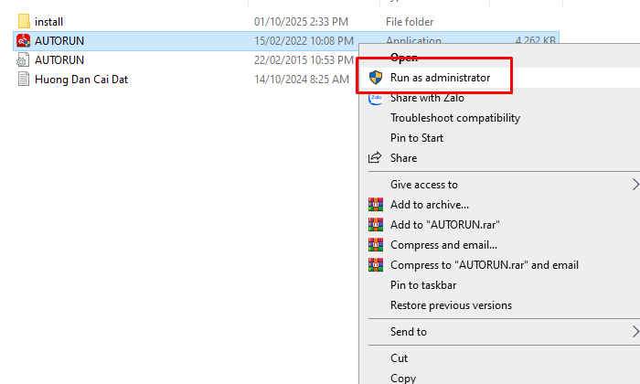 Chạy file cài đặt
